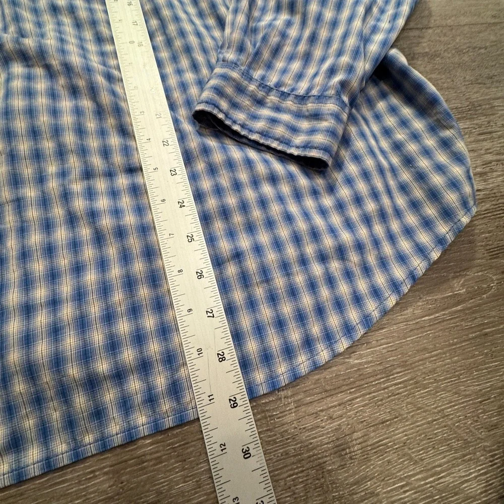 The North Face Shirt Mens Large Blue Plaid Button Up Collared Fishing‎ Outdoors